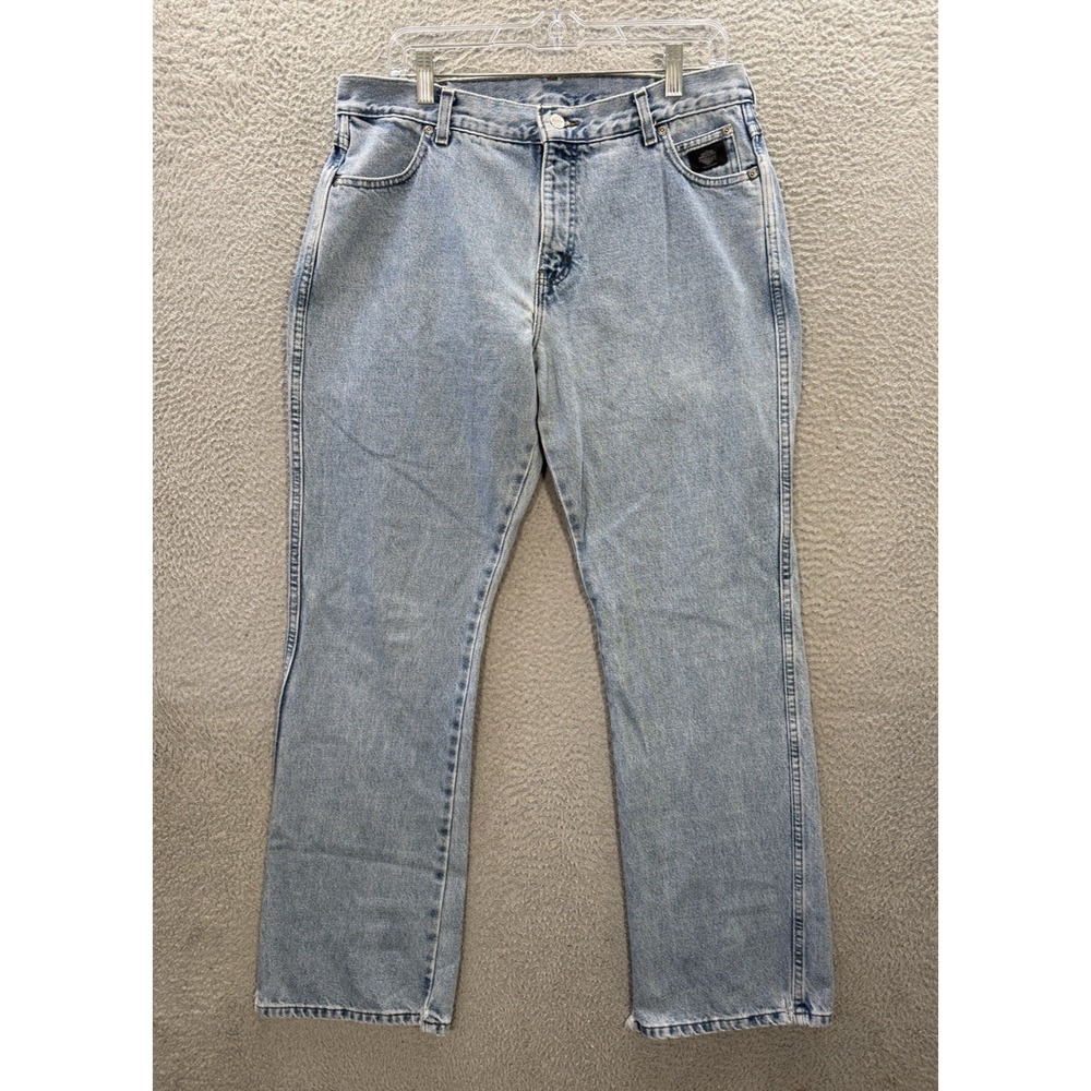Vintage Harley Davidson Jeans Womens 14 Long Blue Denim Bootcut Biker Grunge Y2K